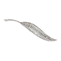 Mid-century diamond leaf brooch