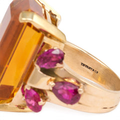 Retro citrine and ruby ring, Tiffany