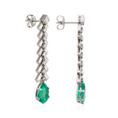 Diamond and emerald pendant earrings