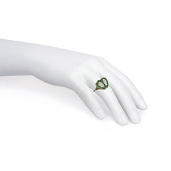 Antique emerald and diamond hearts ring