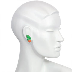 Art Deco jade and coral clip earrings