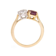 Estate ruby and diamond bypass ring