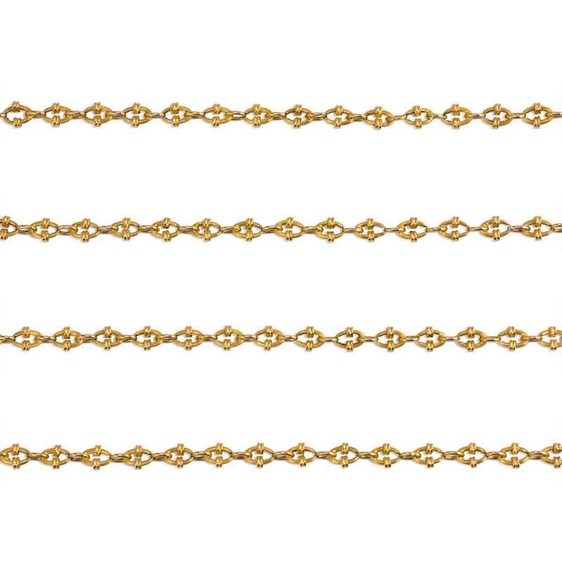 Antique gold reeded link longchain, France