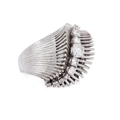 French 1950s white gold and diamond ring