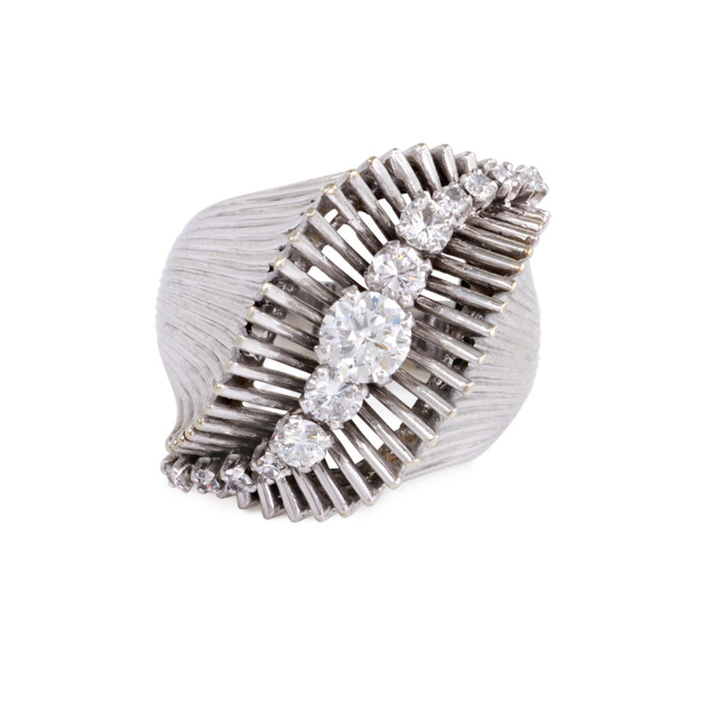 French 1950s white gold and diamond ring