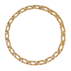 Georges L’Enfant for Fred, Paris textured gold and diamond curblink necklace/bracelet, France