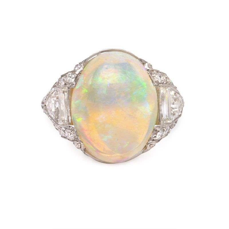 Art Deco opal and diamond ring
