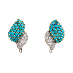Pavé turquoise and diamond earrings.