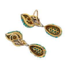 Pavé turquoise and diamond earrings.