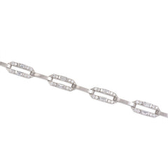 Platinum and diamond simple link bracelet