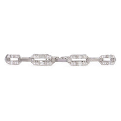 Platinum and diamond simple link bracelet