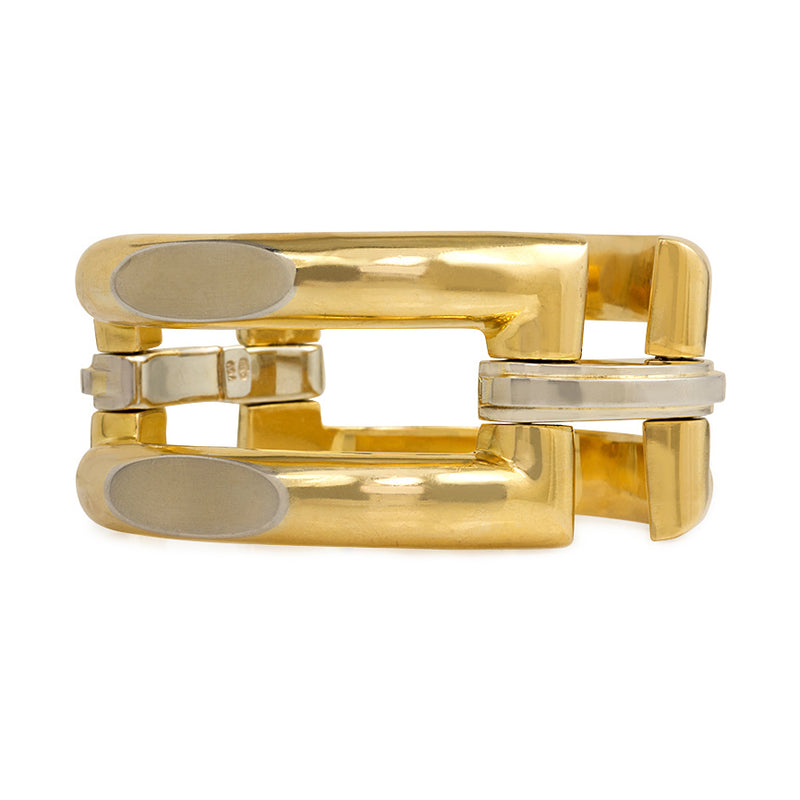 Two-color gold geometric link bracelet
