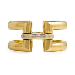 Two-color gold geometric link bracelet