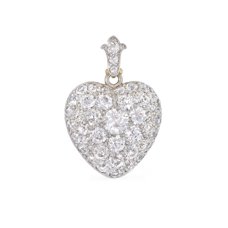 Antique diamond heart pendant