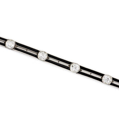 Art Deco diamond and onyx bar link bracelet