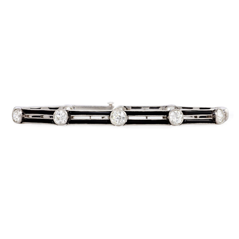 Art Deco diamond and onyx bar link bracelet