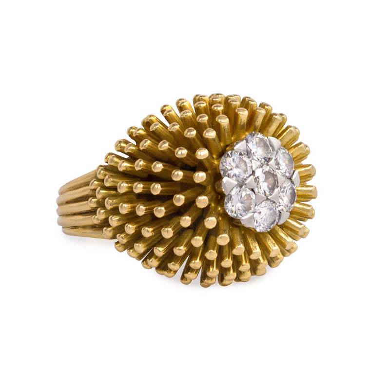 Gold and diamond anemone design cocktail ring, Cartier