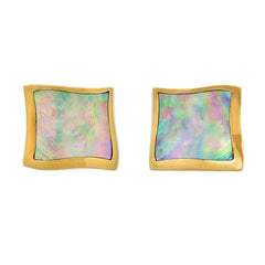 Gold and abalone square form earrings, Angela Cummings