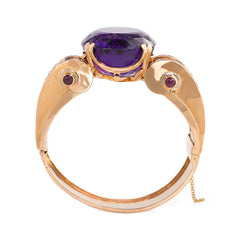 Retro rose gold, amethyst, ruby, and diamond bracelet