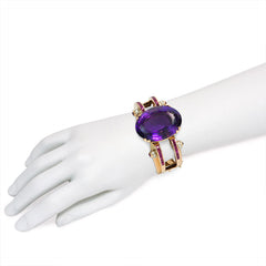 Retro rose gold, amethyst, ruby, and diamond bracelet