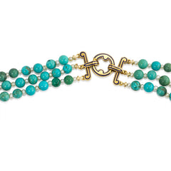 Art Deco turquoise and pearl necklace and bracelet suite, Cartier