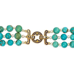 Art Deco turquoise and pearl necklace and bracelet suite, Cartier