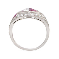 Art Deco trilliant ruby and diamond ring