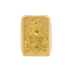Gold rectangular signet ring, French Import