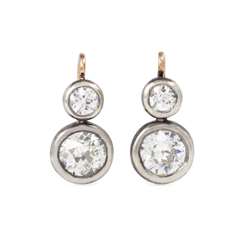 Antique diamond dormeuse earrings