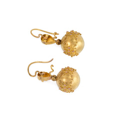 Antique two-color gold ball earrings