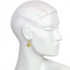 Antique two-color gold ball earrings