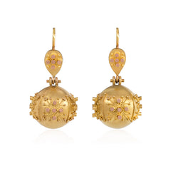 Antique two-color gold ball earrings