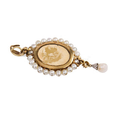 Antique garnet, pearl and diamond pendant