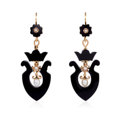 Antique onyx urn earrings