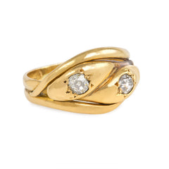 Antique diamond bypass snake ring, London