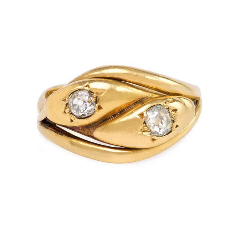Antique diamond bypass snake ring, London