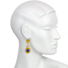 Antique Etruscan style lapis earrings.