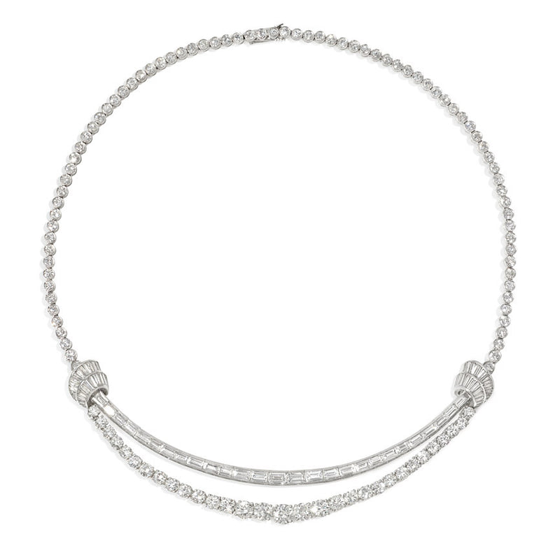 Retro diamond swag necklace