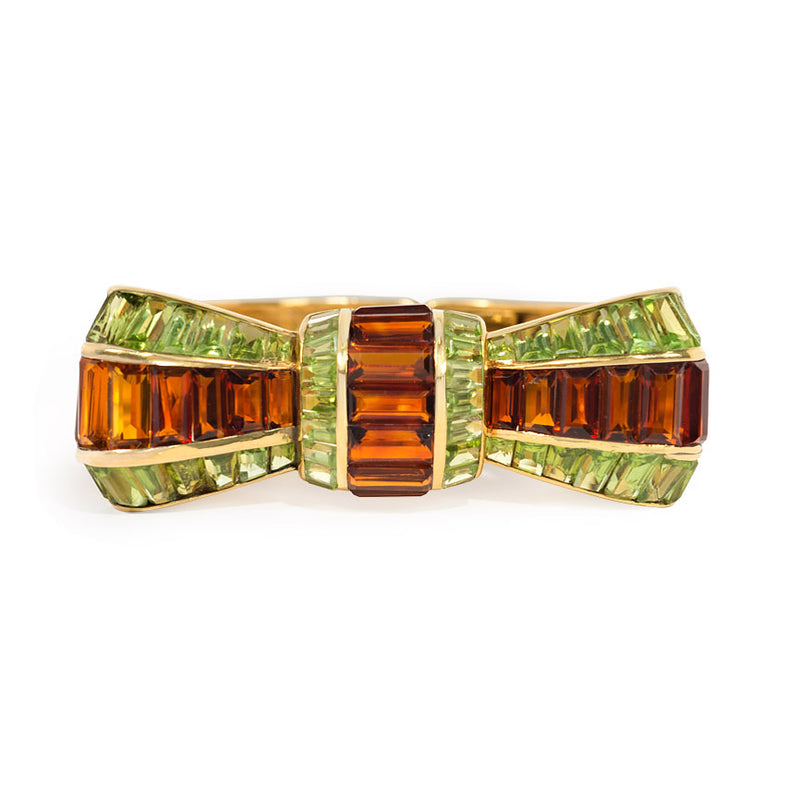 Retro peridot and citrine bow bracelet