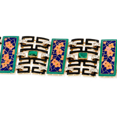 Art Deco Chinoiserie enamel, diamond, and malachite bracelet