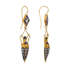 Antique micromosaic urn earrings, Vatican