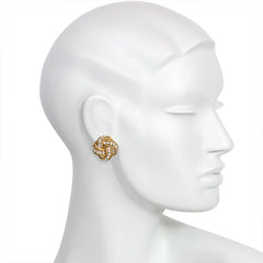 Pair of gold and diamond knot earrings, Boucheron