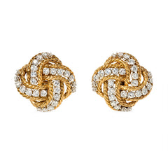 Pair of gold and diamond knot earrings, Boucheron