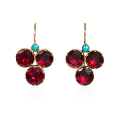 Antique garnet and turquoise earrings