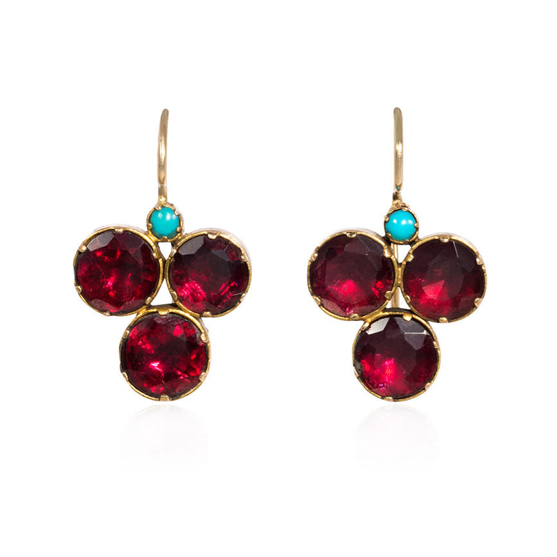 Antique garnet and turquoise earrings