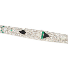 Art Deco onyx, emerald and diamond bracelet.