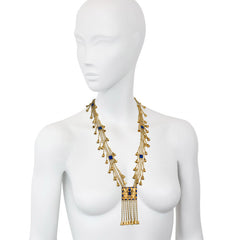 Egyptian revival gold and lapis sautoir