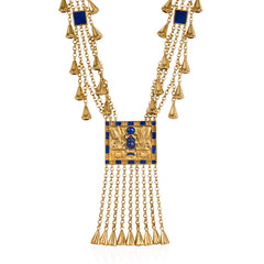Egyptian revival gold and lapis sautoir