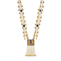 Egyptian revival gold and lapis sautoir