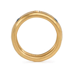 Antique hammered gold three-stone ring